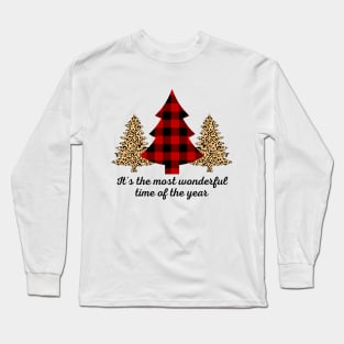 LEOPARD AND PLAID CHRISTMAS TREE Long Sleeve T-Shirt